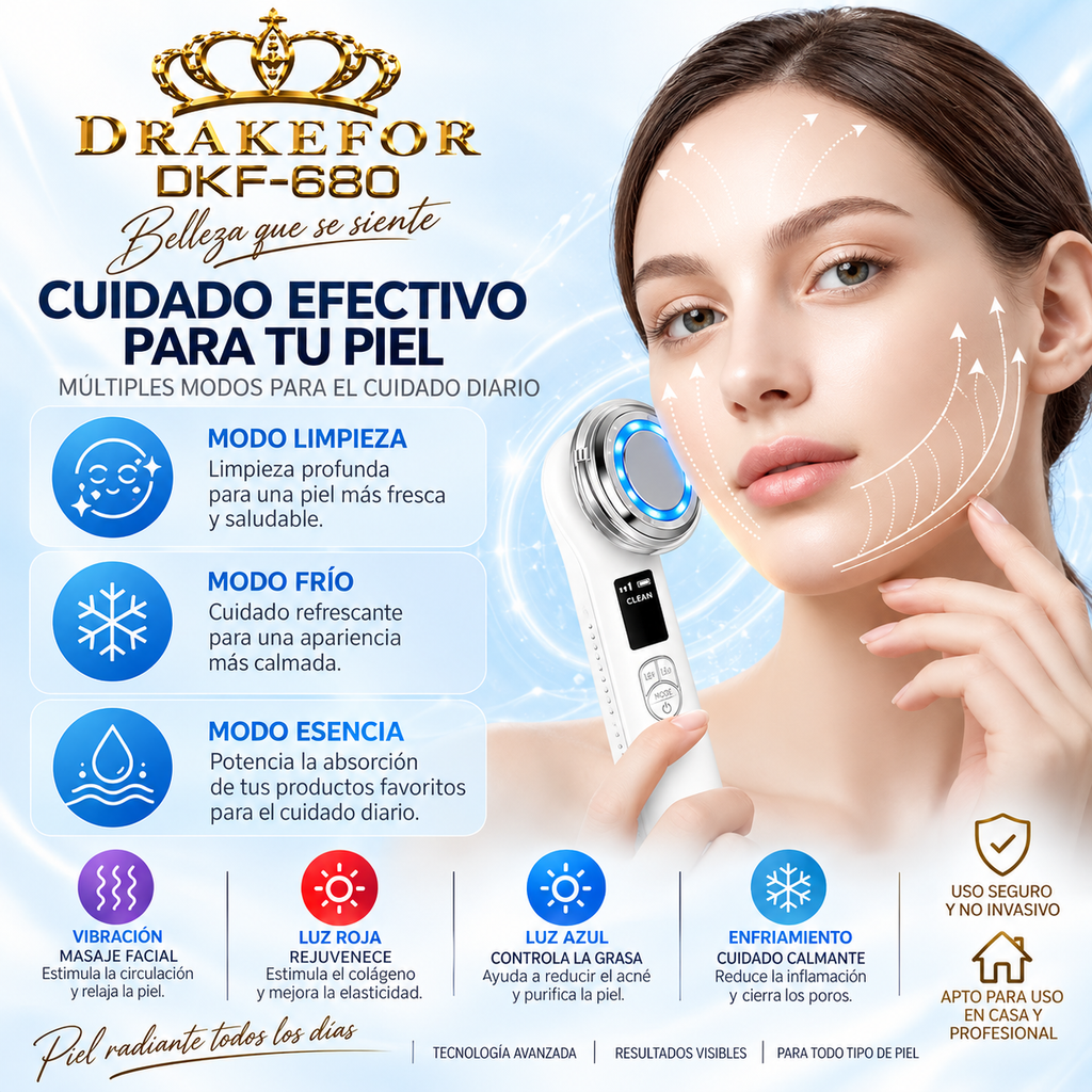 Dispositivo facial 5 en 1 con EMS y LED Drakefor DKF-680 |