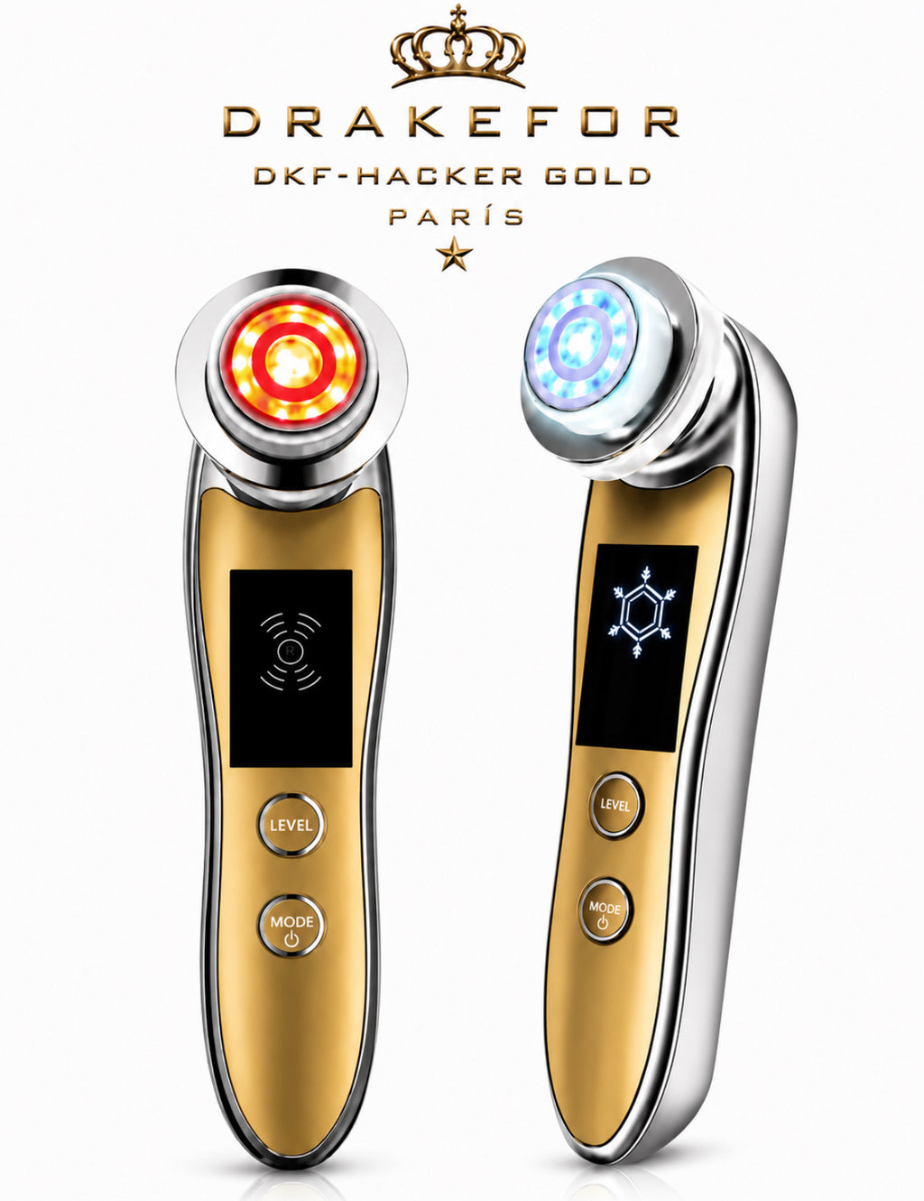 Hacker Gold de Drakefor | Dispositivo facial de radiofrecuencia y EMS 7 en 1