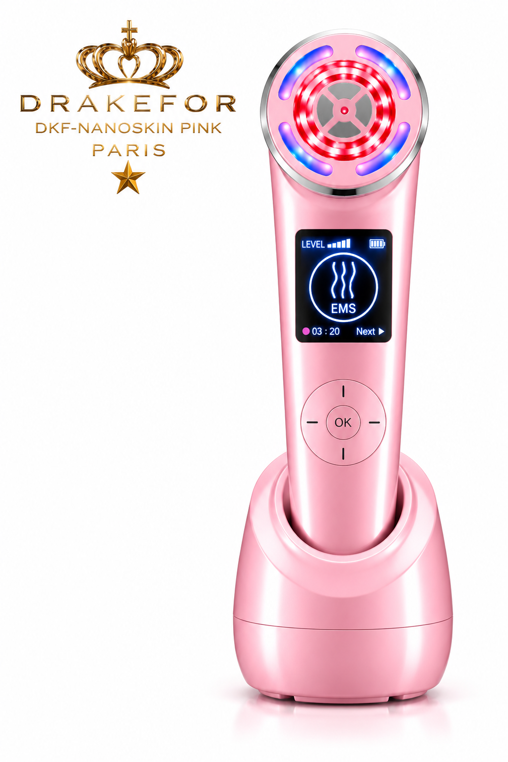 Dispositivo Inteligente DKF-NANOSKIN PINK | Radiofrecuencia, Fototerapia e Iones con App