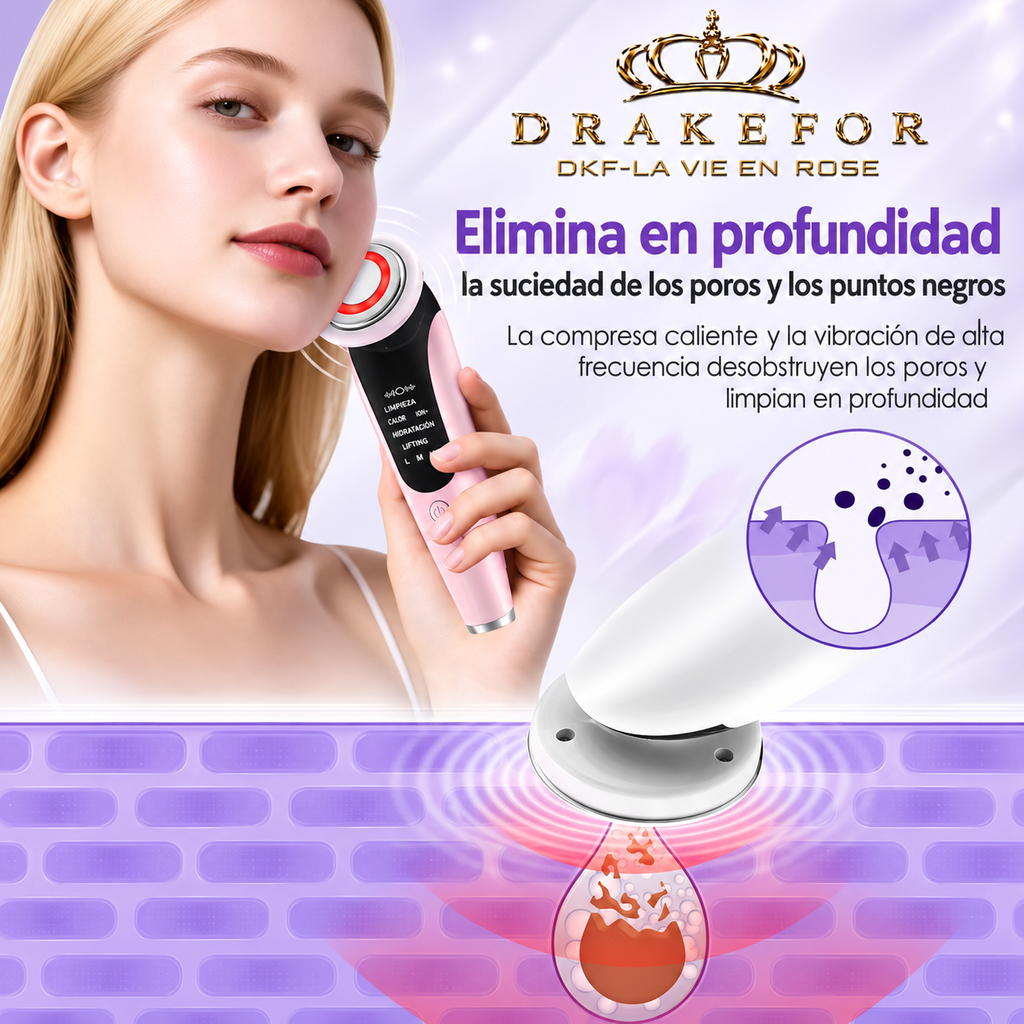 Dispositivo de belleza , limpieza ,lifting Facial y SPA EMS 7 en 1 DKF- LA VIE EN ROSE