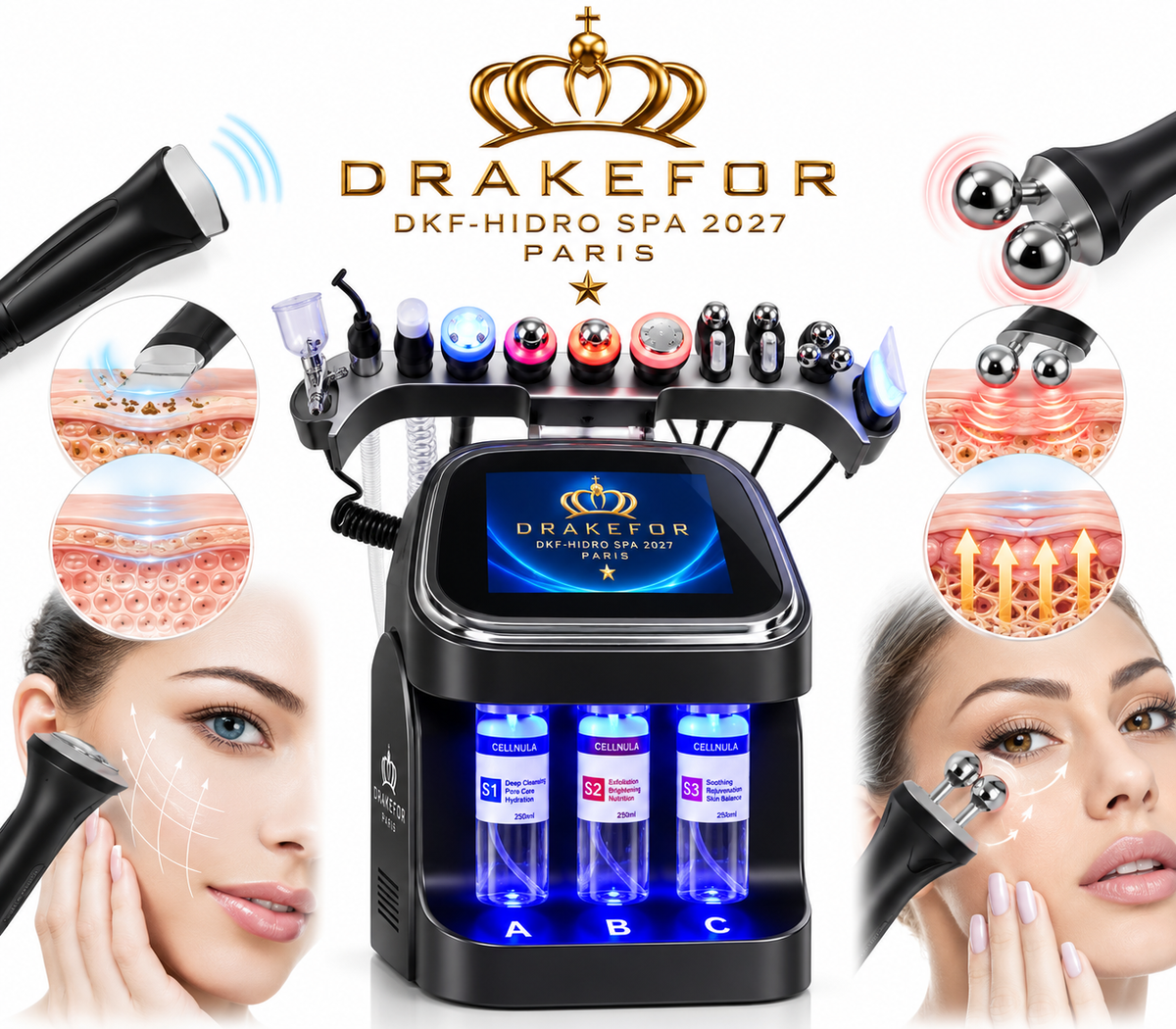 Hidrodermoabrasión Profesional DKF-Hidro Facial Spa 2027