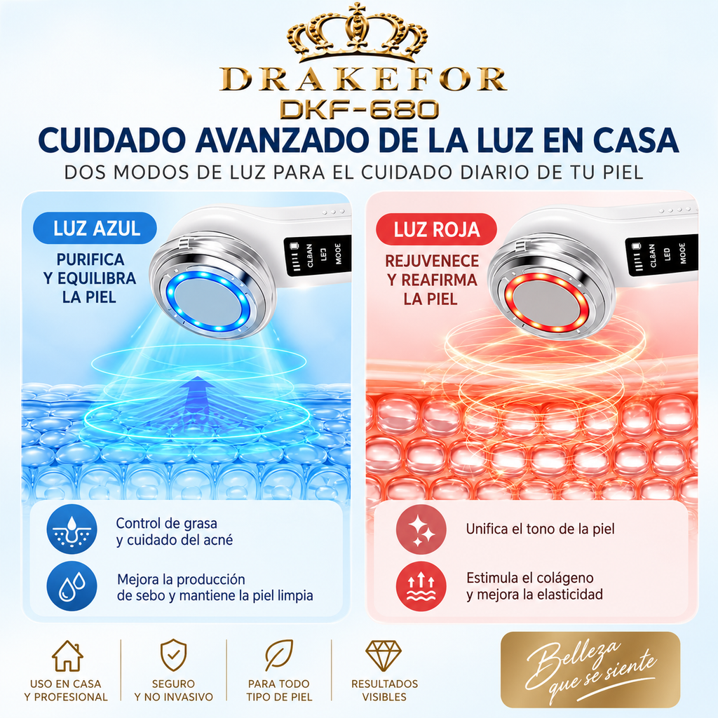 Dispositivo facial 5 en 1 con EMS y LED Drakefor DKF-680 |