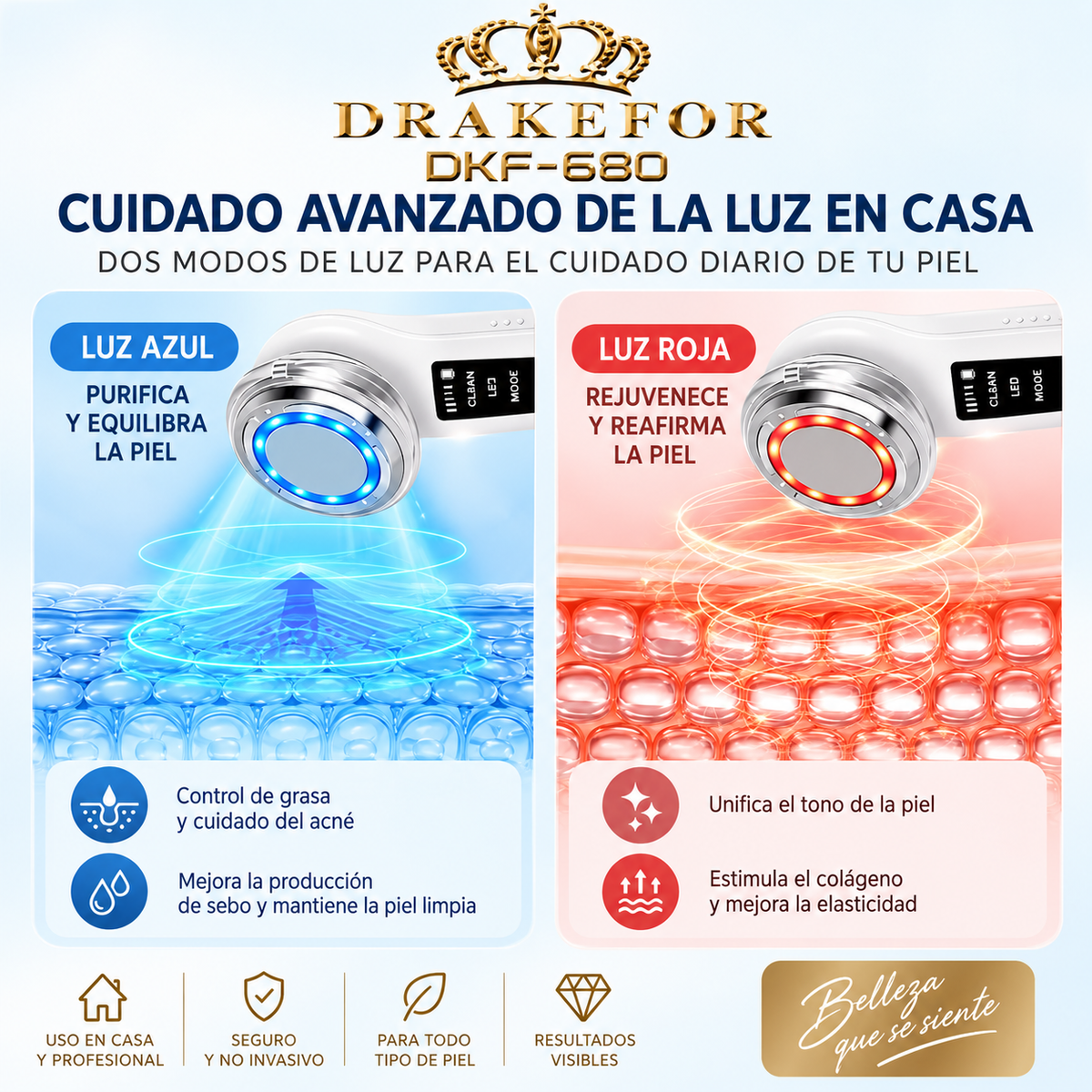 Dispositivo facial 5 en 1 con EMS y LED Drakefor DKF-680 |