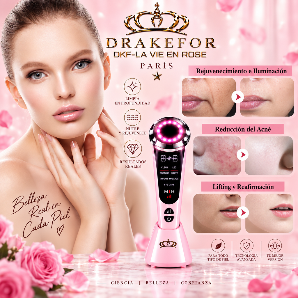 Dispositivo de belleza , limpieza ,lifting Facial y SPA EMS 7 en 1 DKF- LA VIE EN ROSE