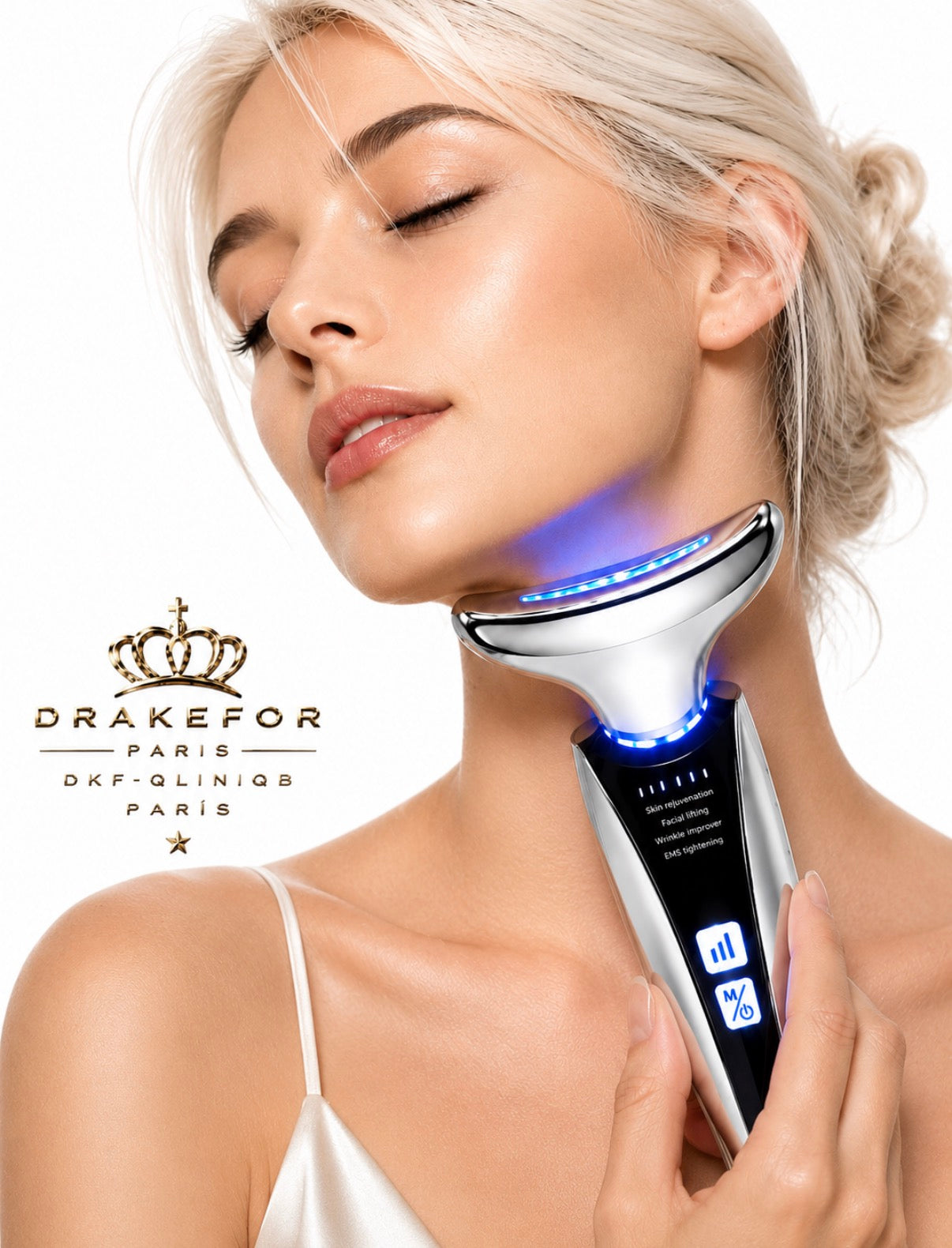 Lote 3 pz Drakefor DKF-QLINIQ B | Tensor y Reestructurador de Cuello con EMS e Iones
