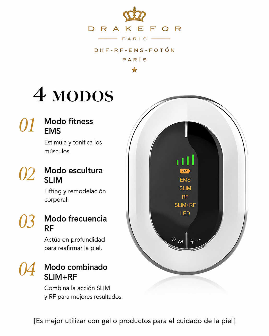 Dispositivo Anticelulítico RF + EMS + Fotón Corporal | Drakefor DKF Anti Celulítico