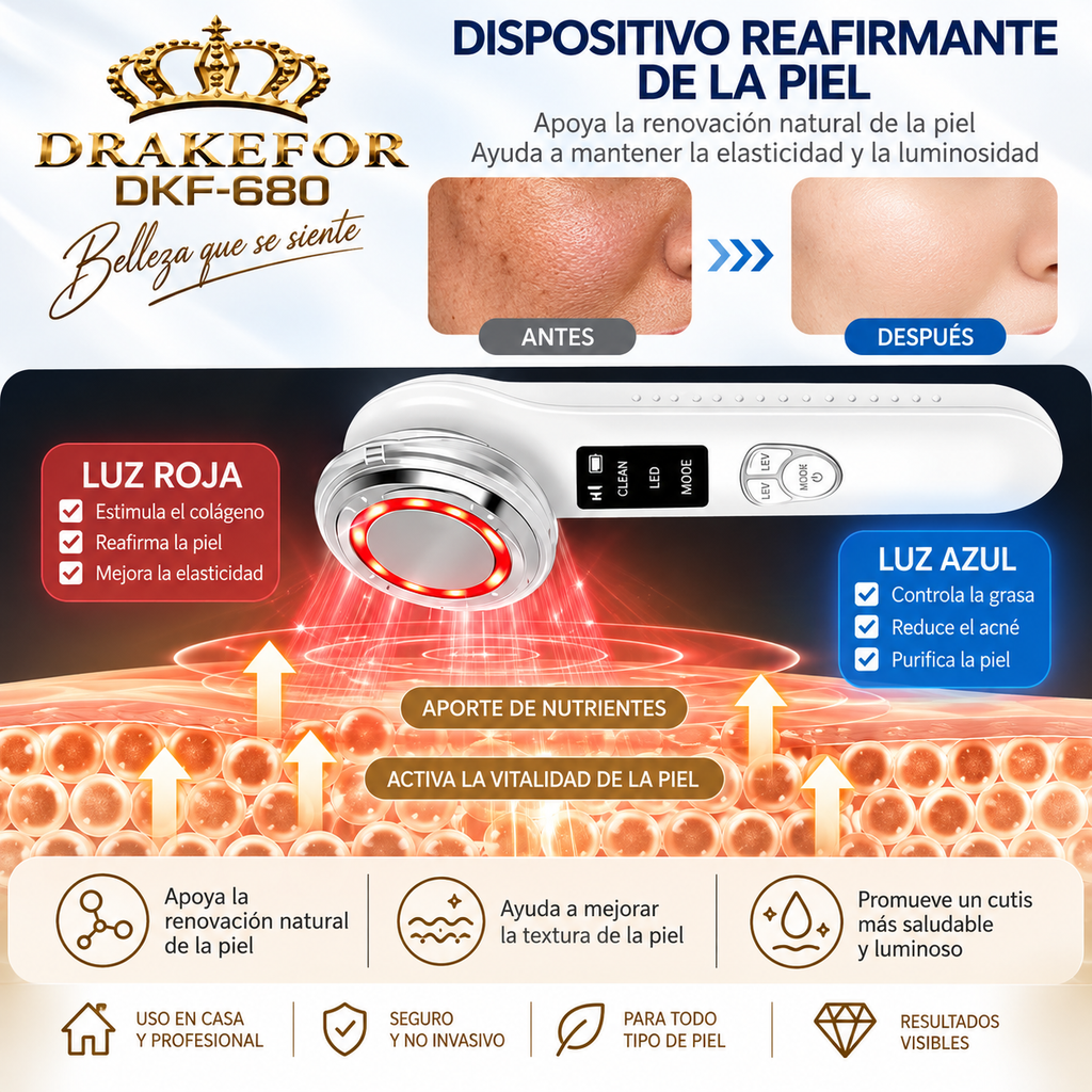 Dispositivo facial 5 en 1 con EMS y LED Drakefor DKF-680 |