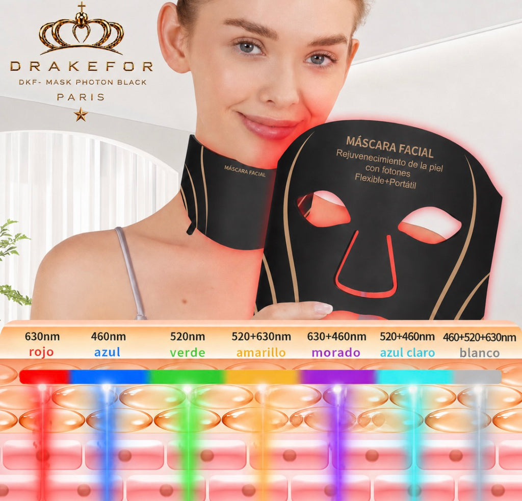 Máscara Fotónica LED de 7 Colores para Rostro y Cuello Drakefor