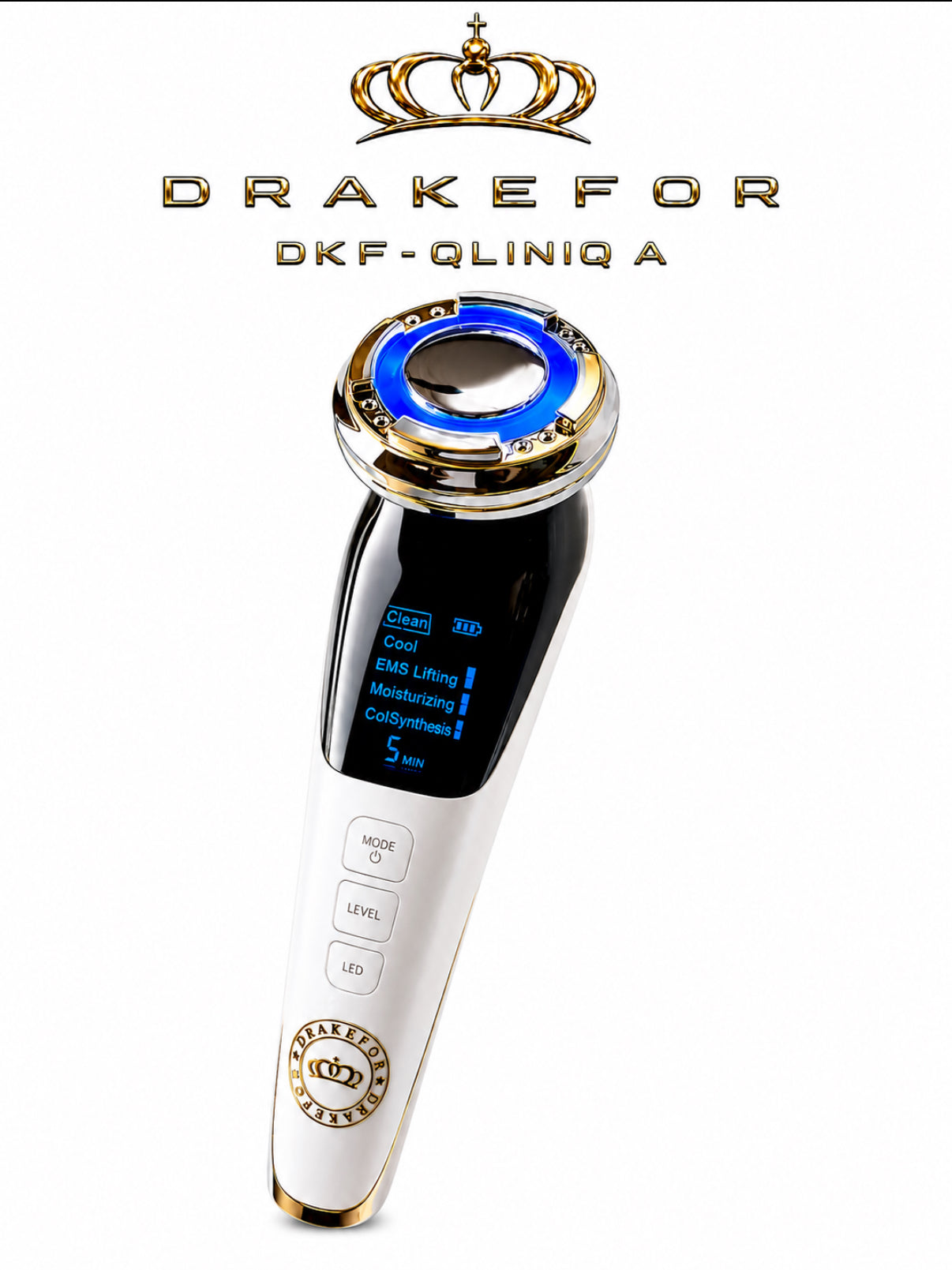 Lote 3 pz Drakefor DKF-QLINIQ A | Reestructurador Facial EMS + Iones + Fototerapia + Cremas Premium