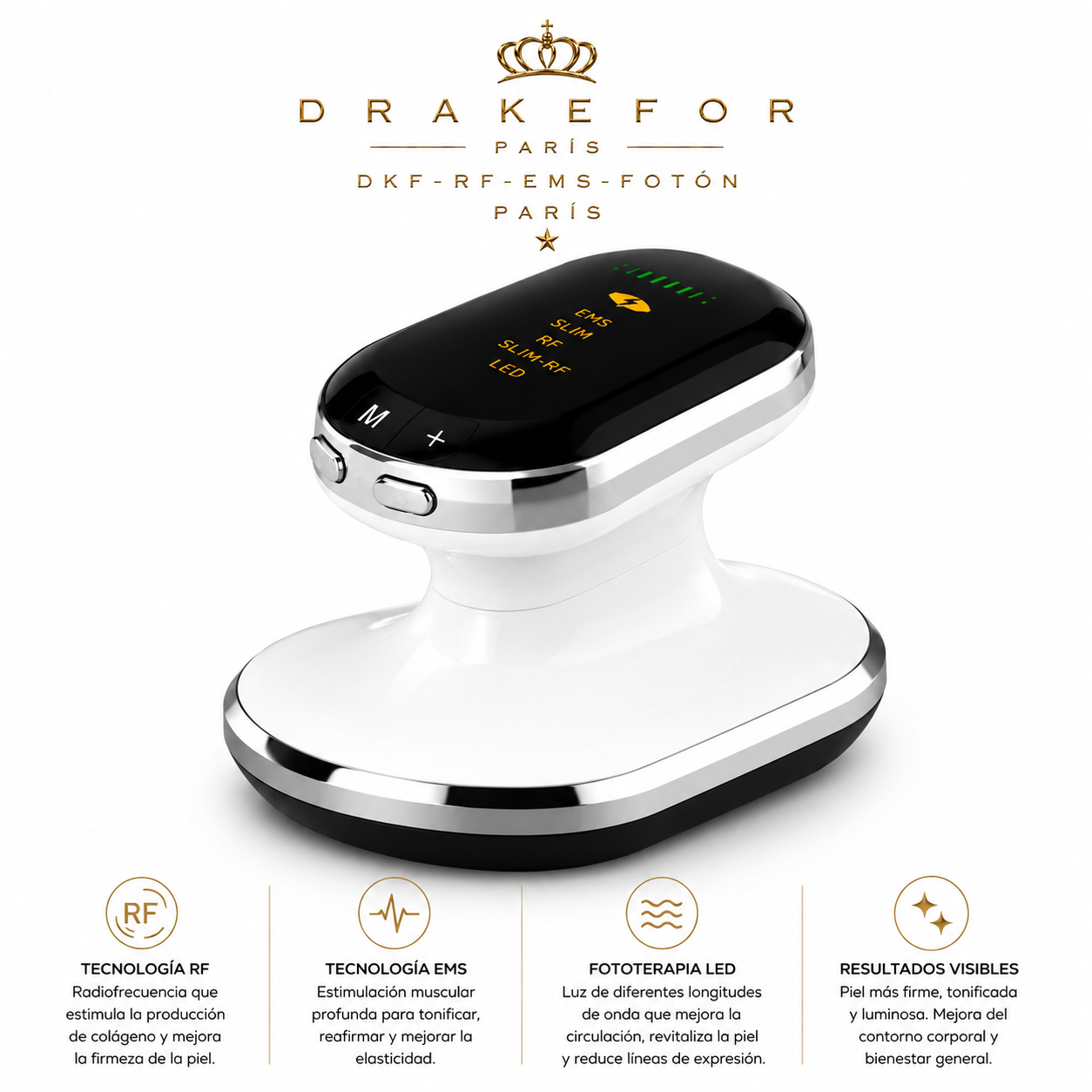 Dispositivo Anticelulítico RF + EMS + Fotón Corporal | Drakefor DKF Anti Celulítico