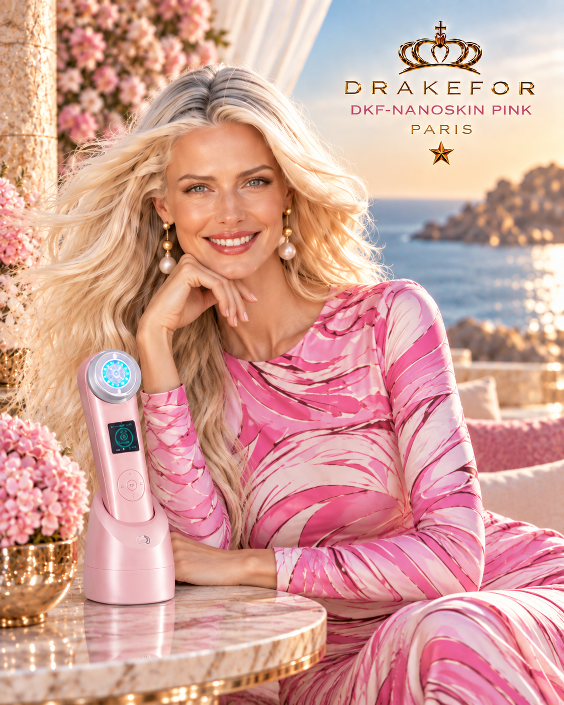 Dispositivo Inteligente DKF-NANOSKIN PINK | Radiofrecuencia, Fototerapia e Iones con App