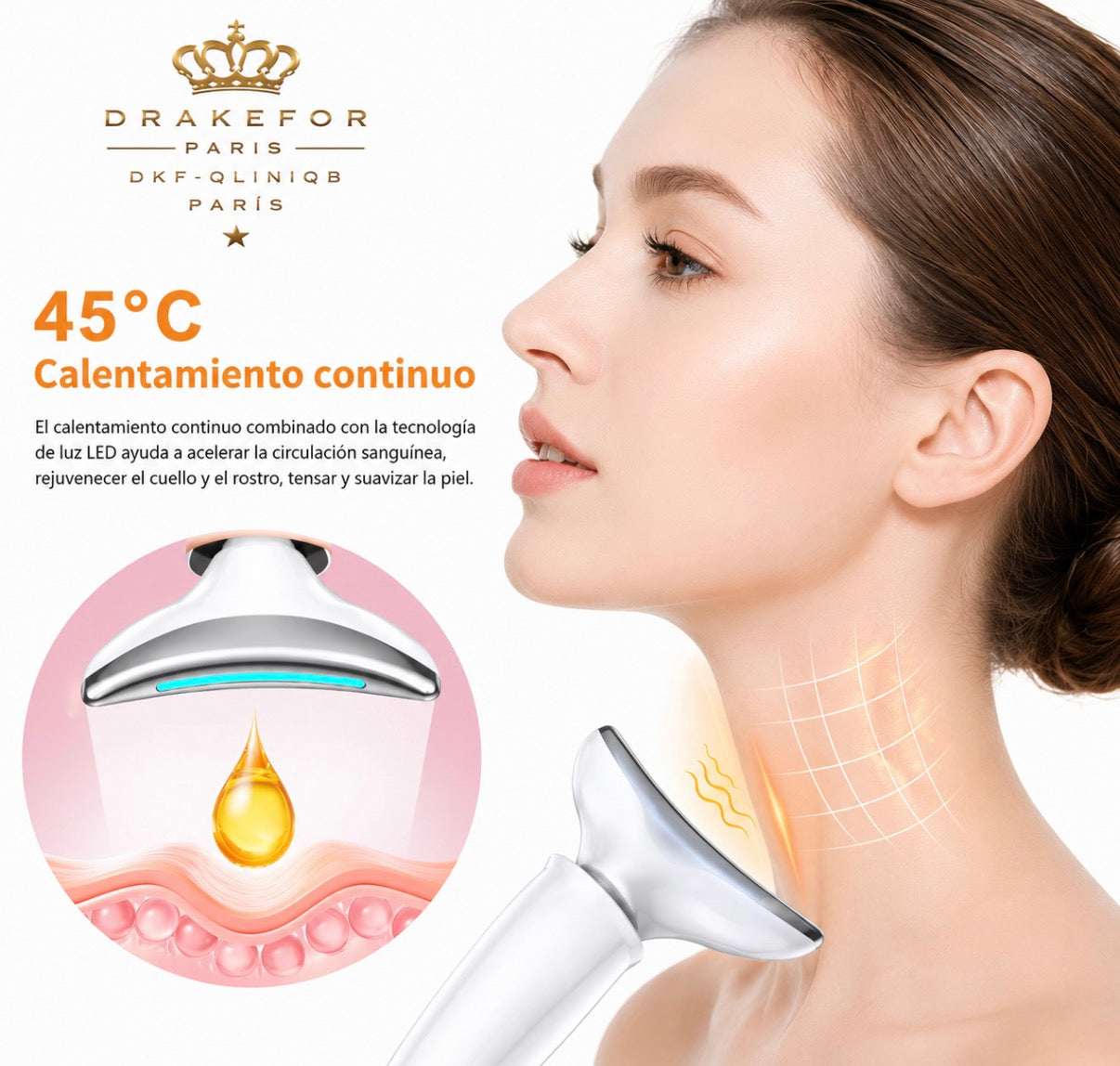 Lote 3 pz Drakefor DKF-QLINIQ B | Tensor y Reestructurador de Cuello con EMS e Iones