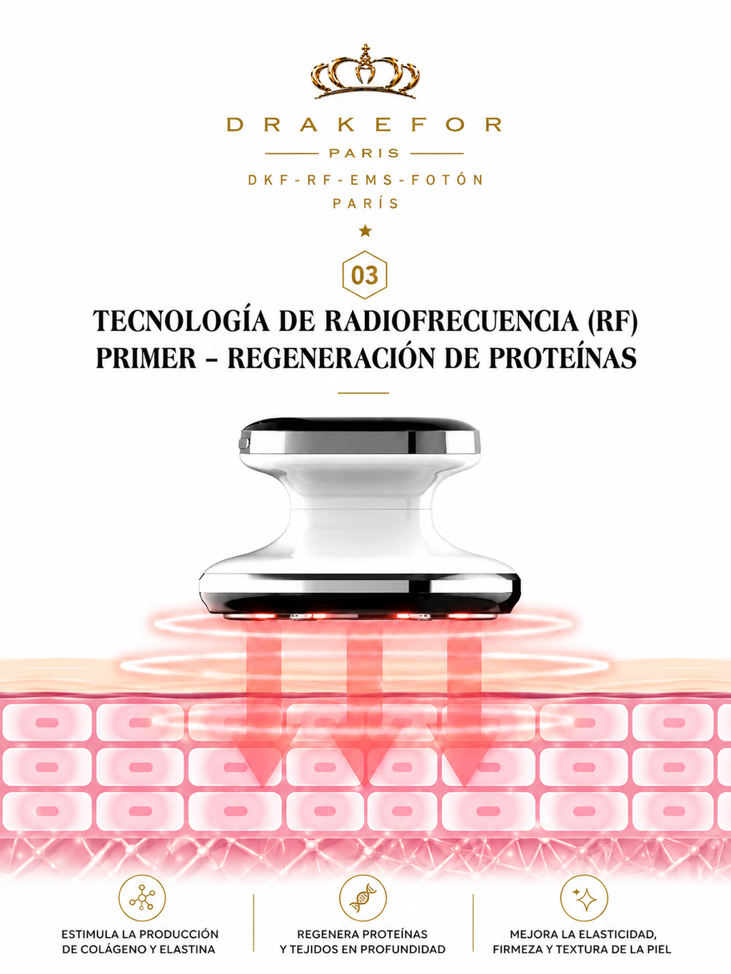 Dispositivo Anticelulítico RF + EMS + Fotón Corporal | Drakefor DKF Anti Celulítico