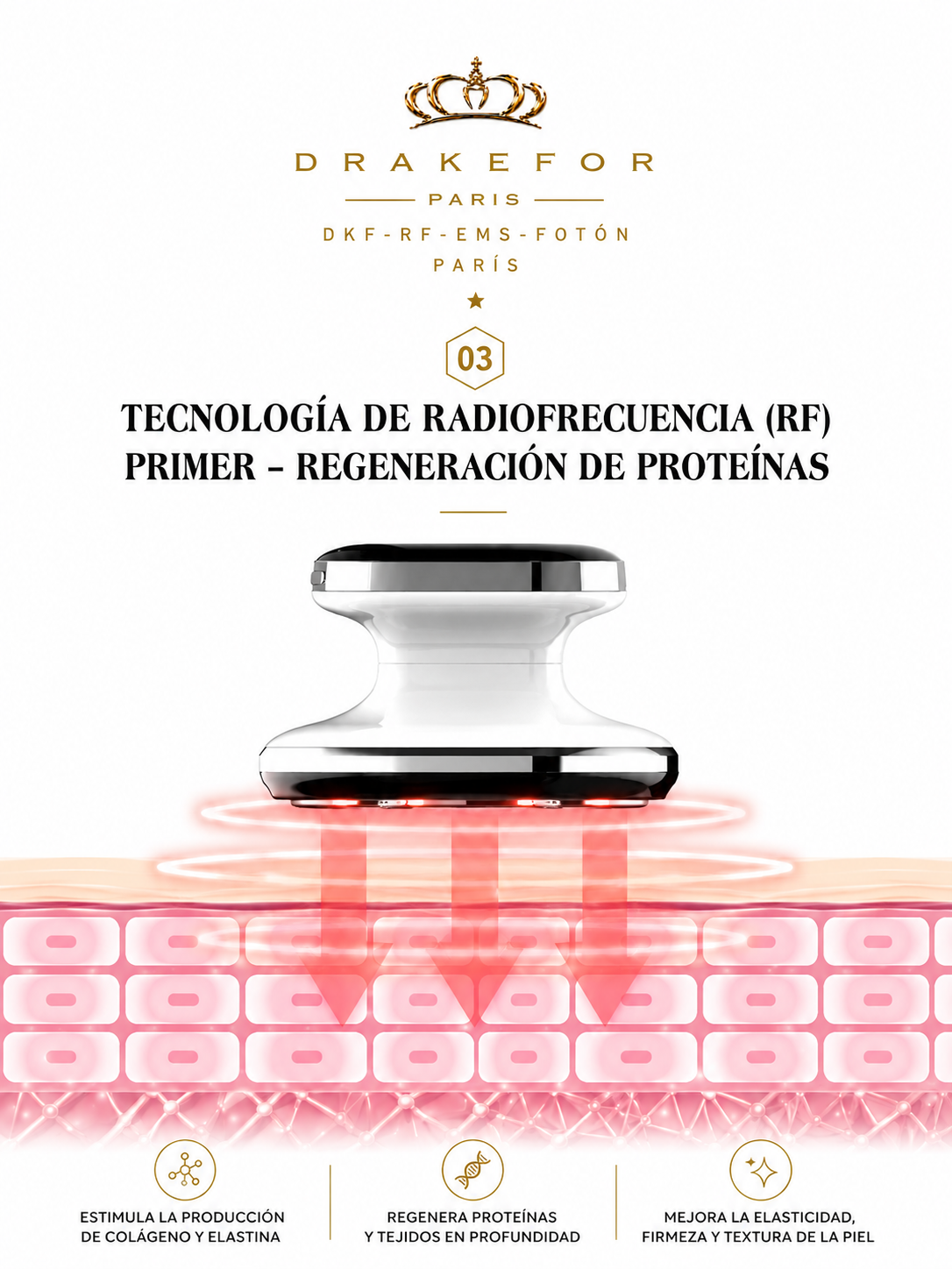 Dispositivo Anticelulítico RF + EMS + Fotón Corporal | Drakefor DKF Anti Celulítico