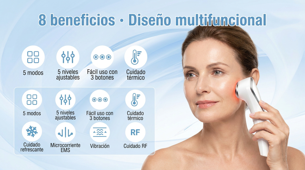 Dispositivo Facial Profesional 5D RF EMS LED - Tecnología Antiedad Premium Drakefor DKF-STAR WHITE