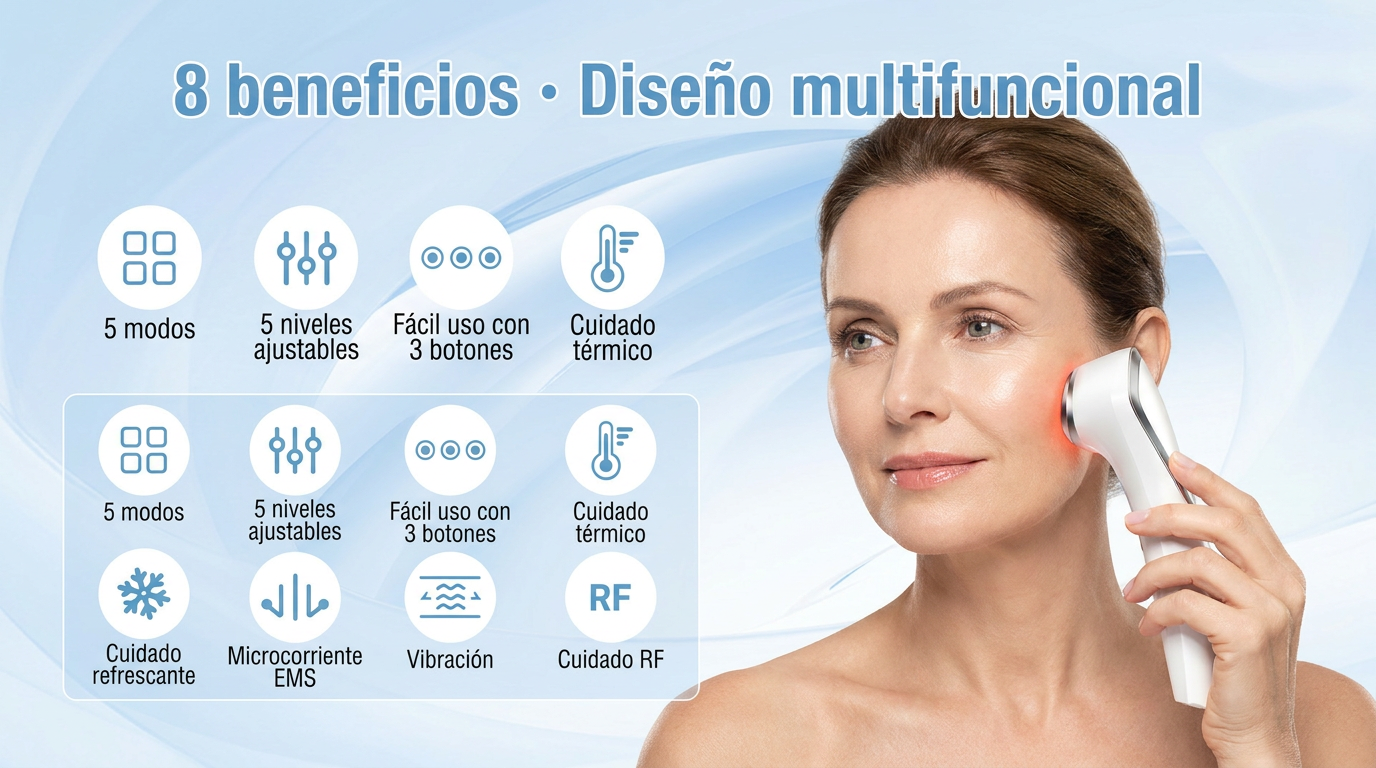 Dispositivo Facial Profesional 5D RF EMS LED - Tecnología Antiedad Premium Drakefor DKF-STAR WHITE