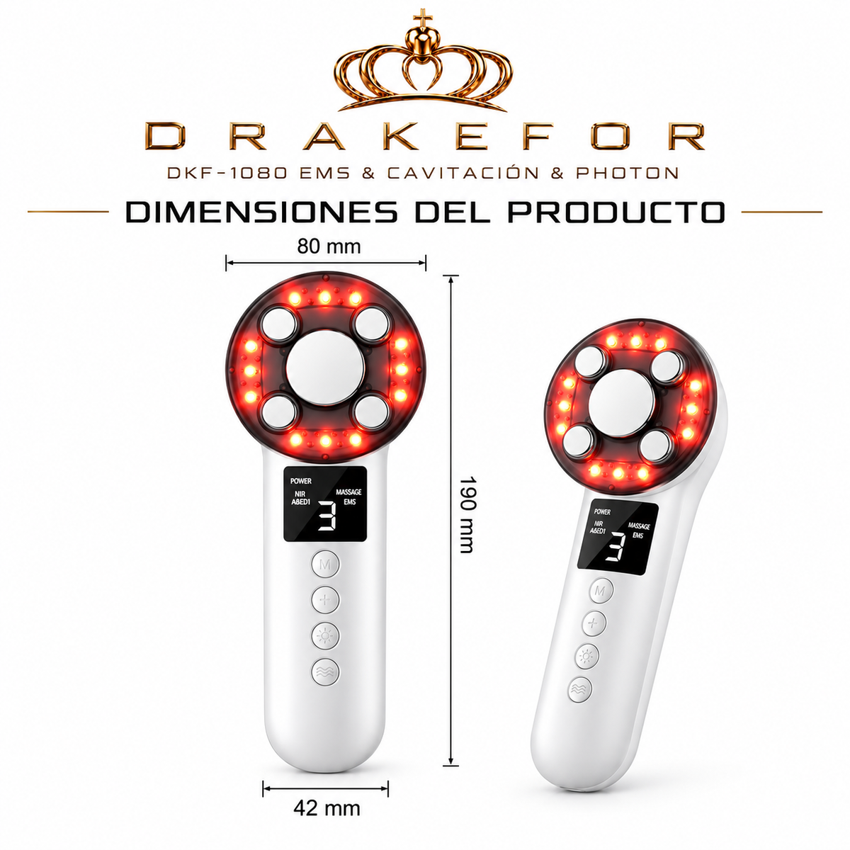 Drakefor DKF-1080 | Cuidado Corporal con Ultrasonidos, EMS y LED
