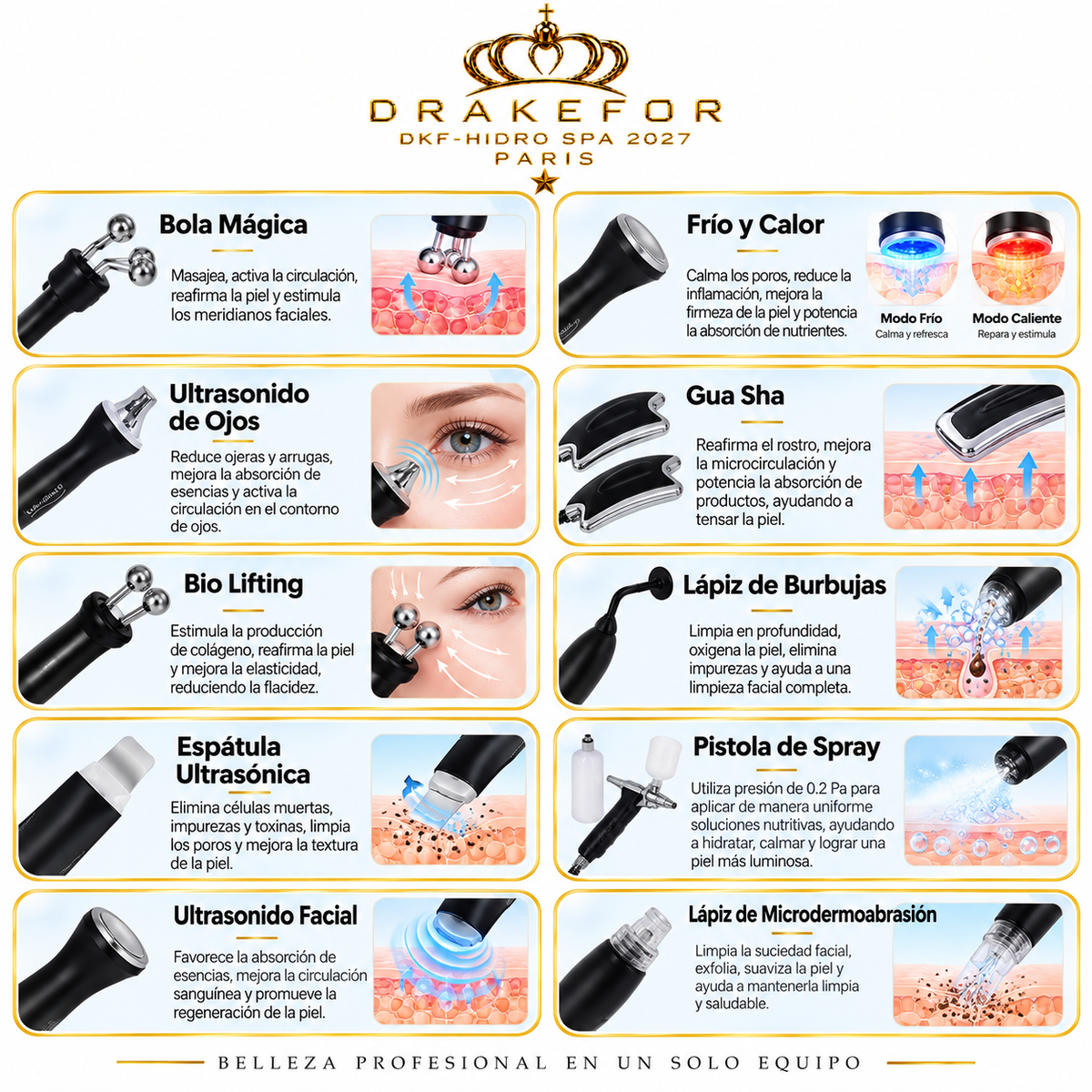 Hidrodermoabrasión Profesional DKF-Hidro Facial Spa 2027