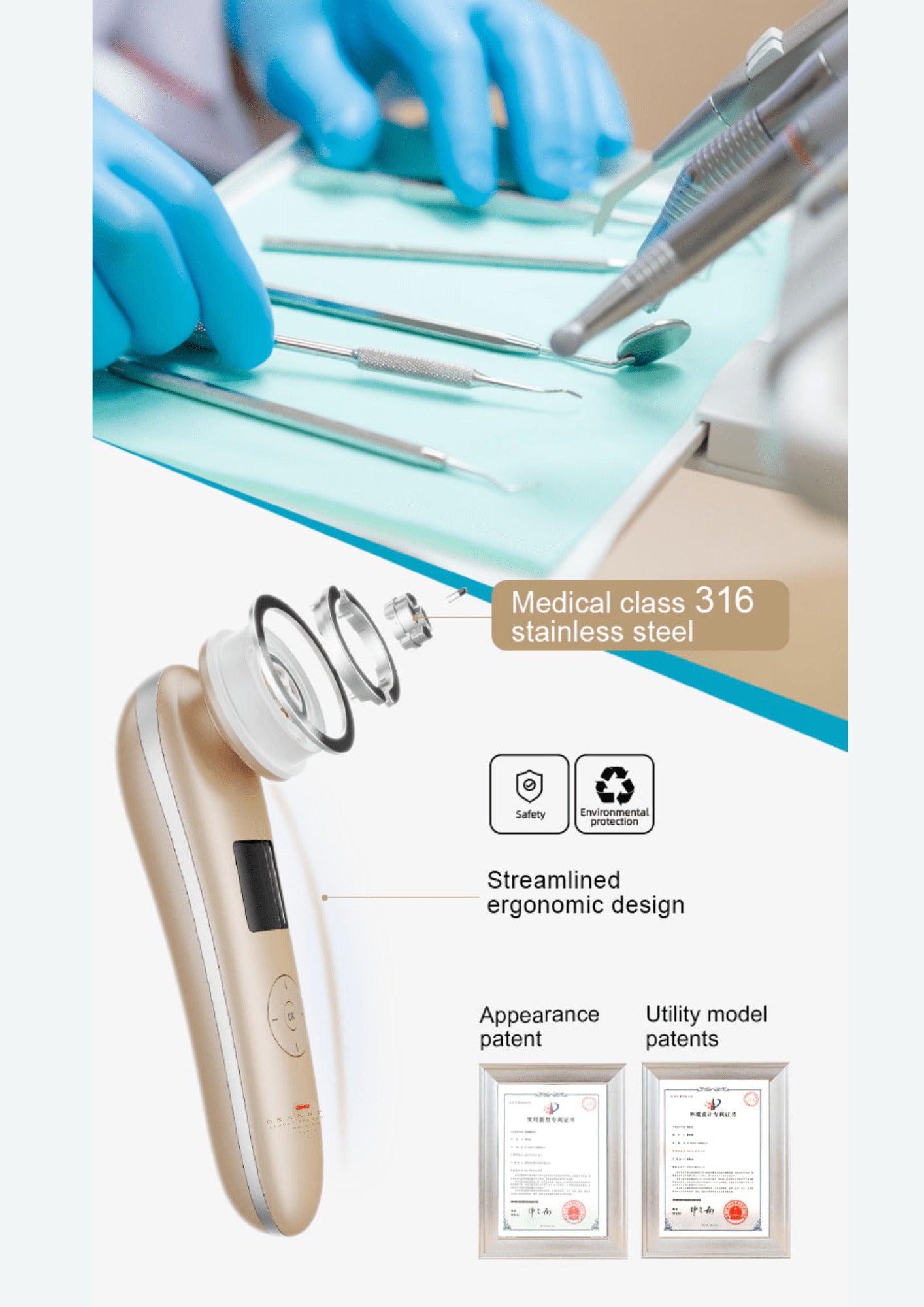 Dispositivo multifunción facial y corporal de belleza extrema por radio frecuencia Drakefor DKF-NANOSKIN INTELIGENT GOLD & APP