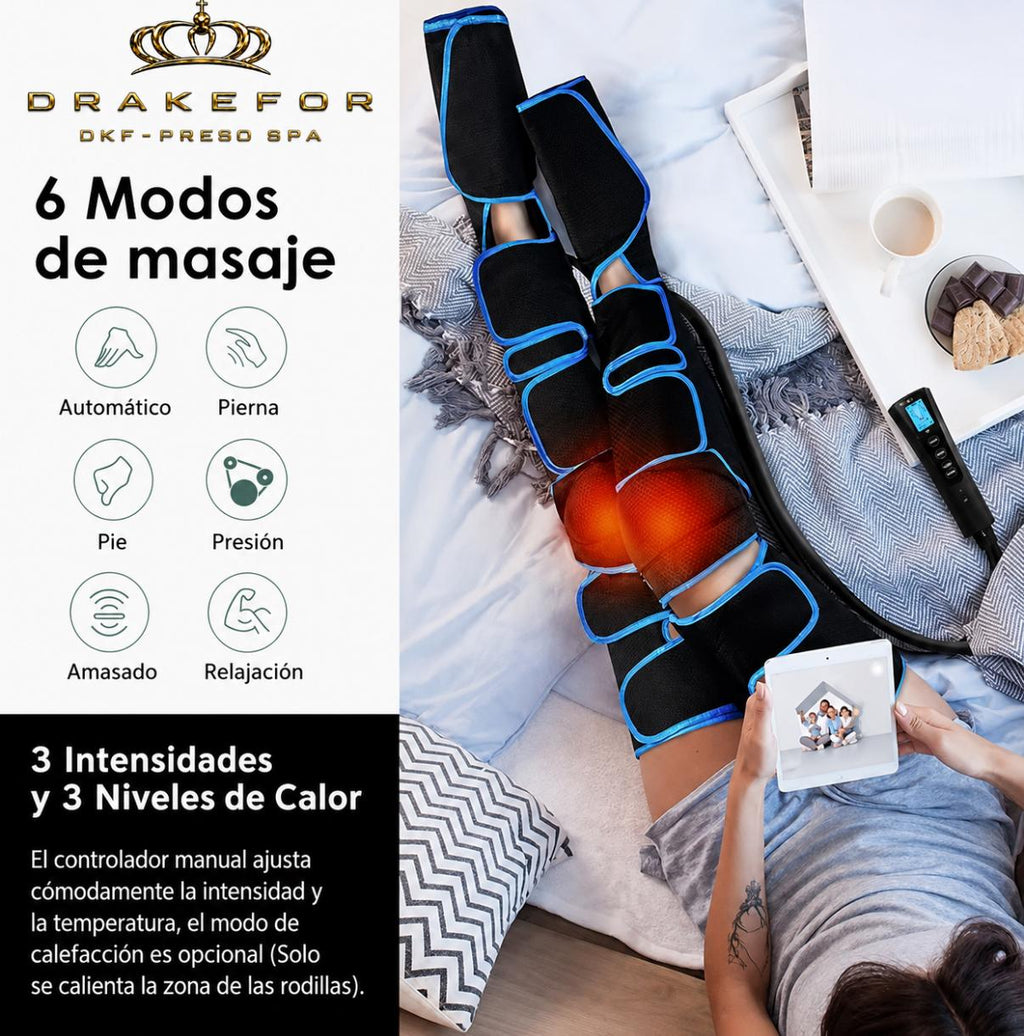 Presoterapia de piernas y calor en rodillas. DKF-PRESOTERAPIA SPA LUJO
