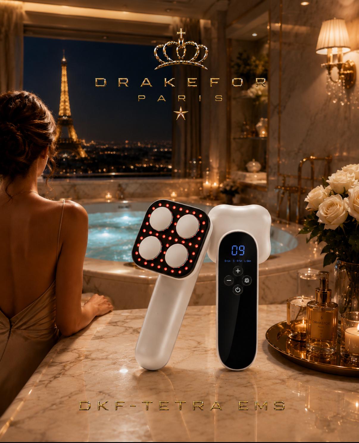 Masajeador Corporal Anticelulítico con Luz LED y Ultrasonido – Reafirmante y Reductor de Grasa DKF-TETRA RF-EMS 1090 PLUS  Drakefor