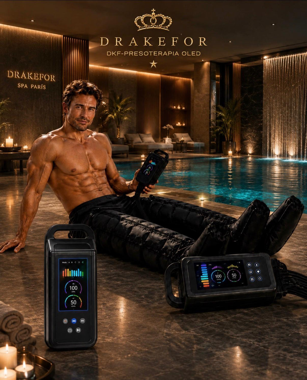 Presoterapia profesional de masaje con compresión de aire con pantalla OLED  DKF-PRESOTERAPIA OLED