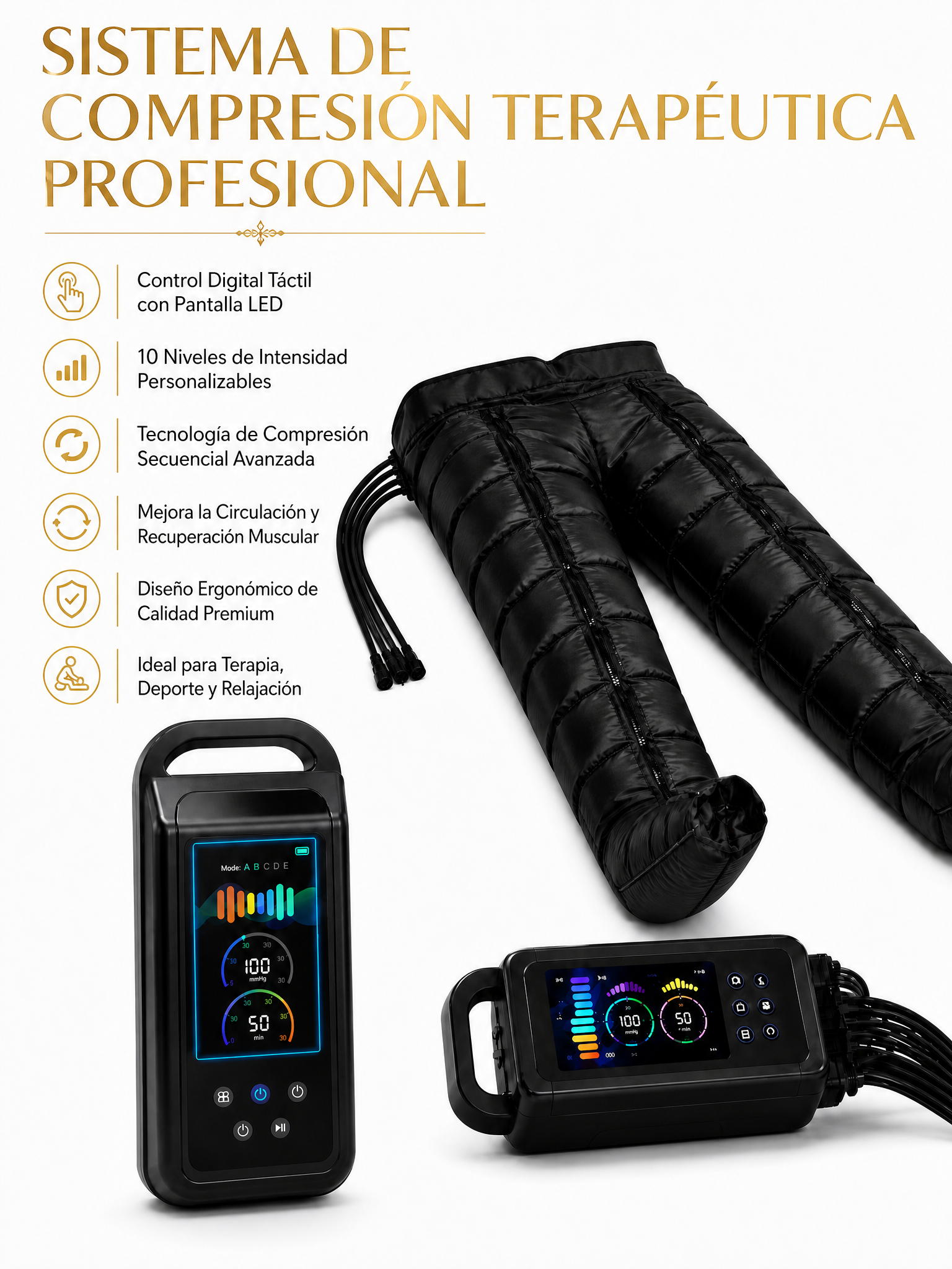 Presoterapia profesional de masaje con compresión de aire con pantalla OLED  DKF-PRESOTERAPIA OLED
