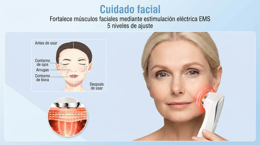 Dispositivo Facial Profesional 5D RF EMS LED - Tecnología Antiedad Premium Drakefor DKF-STAR WHITE