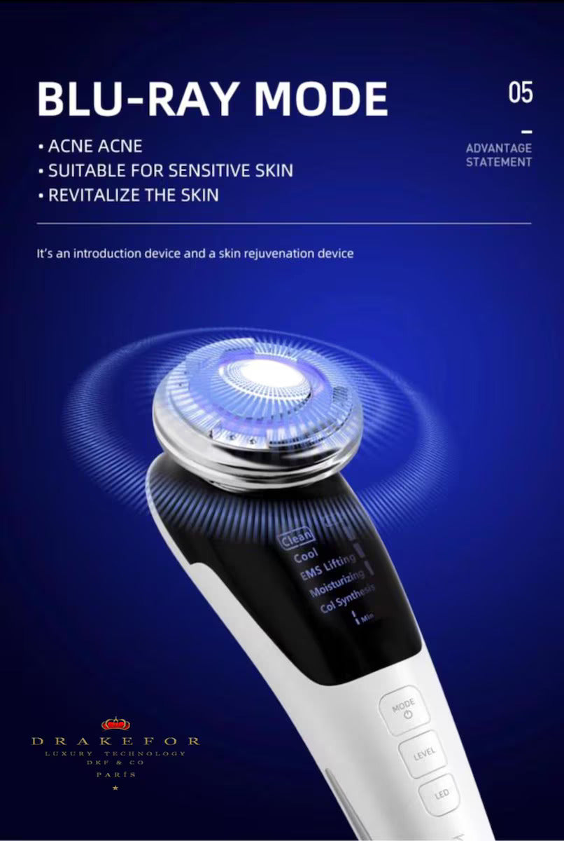 Lote 3 pz Drakefor DKF-QLINIQ A | Reestructurador Facial EMS + Iones + Fototerapia + Cremas Premium