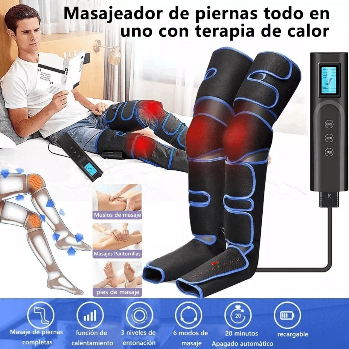Presoterapia de piernas y calor en rodillas. DKF-PRESOTERAPIA SPA LUJO