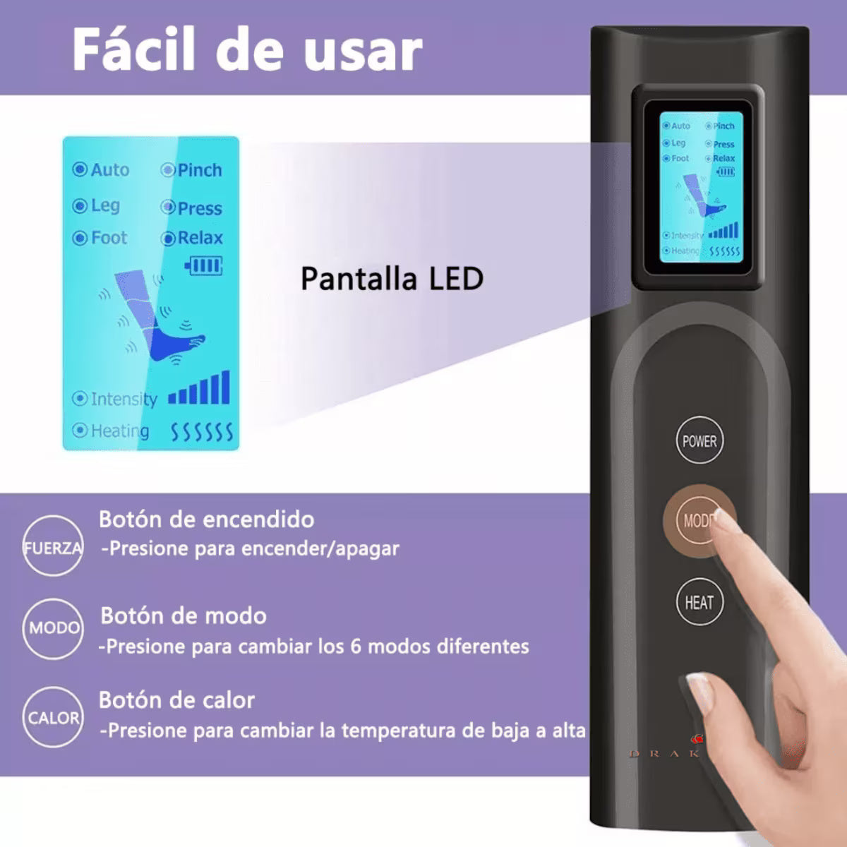 Presoterapia de piernas y calor en rodillas. DKF-PRESOTERAPIA SPA LUJO