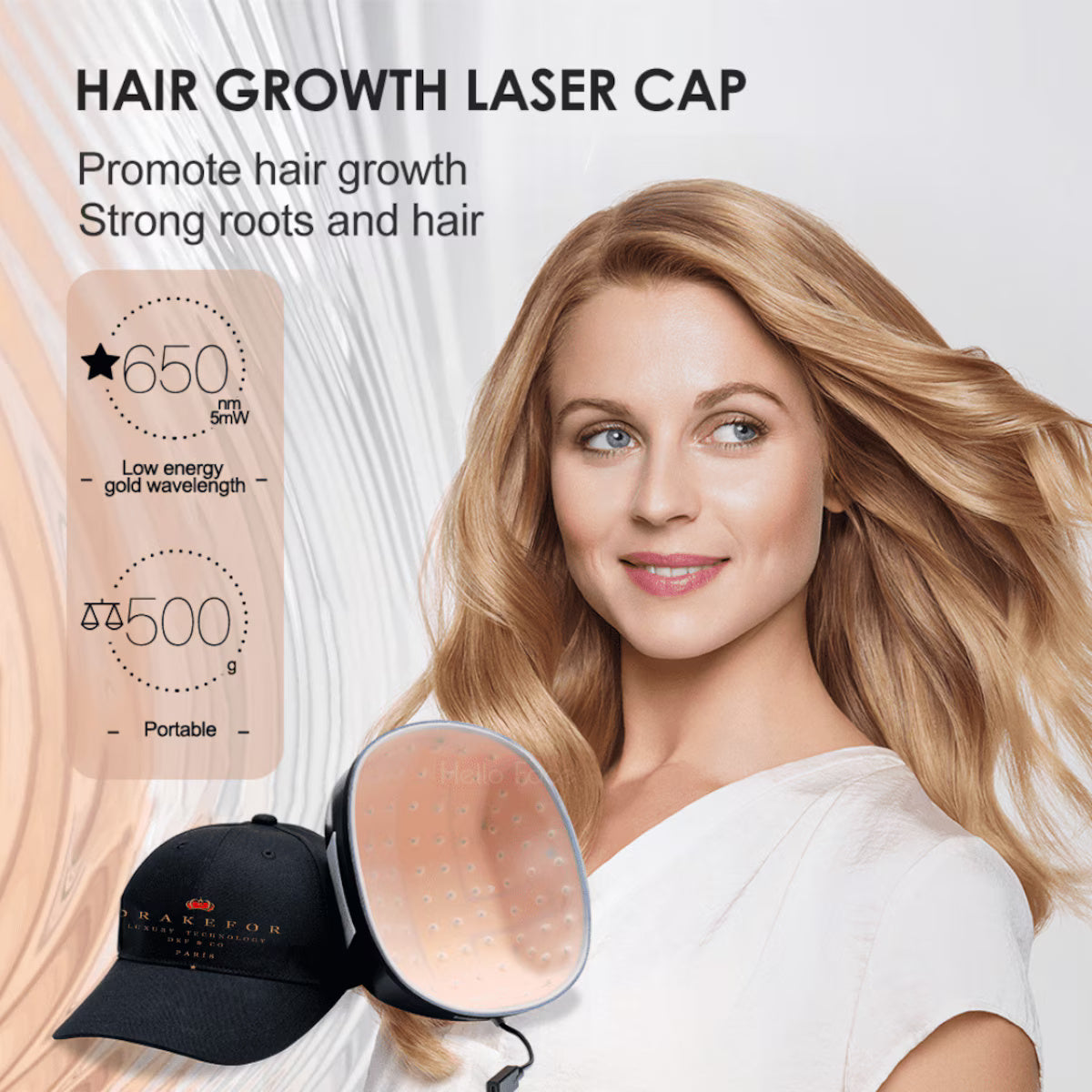 Gorra anticaída y refuerzo post operatorio capilar Drakefor mediante la emisión de 308 Micro láser